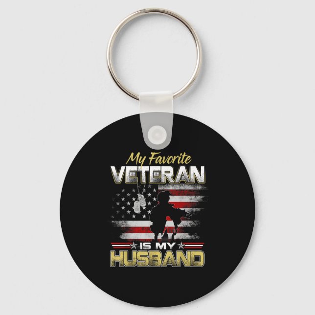 Favorite veteran is husband boyfriend veterans day key ring (Front)