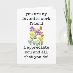 Favorite Work Friend, Coworker Appreciation Card