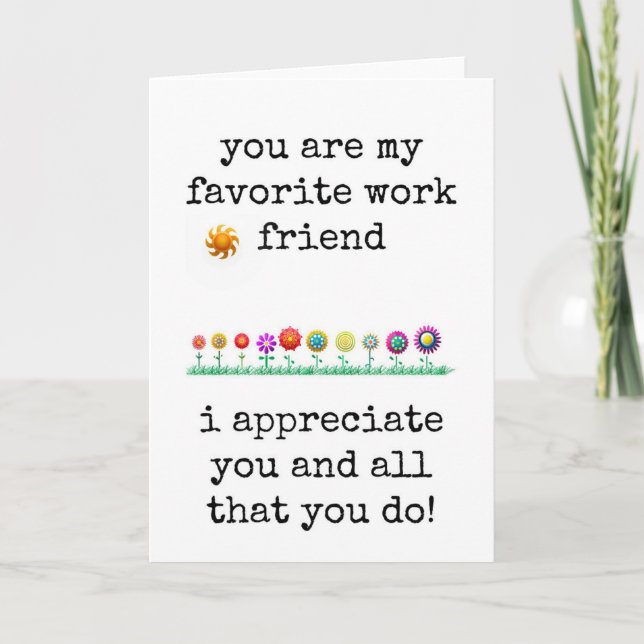 Favorite Work Friend, Coworker Appreciation Card (Front)
