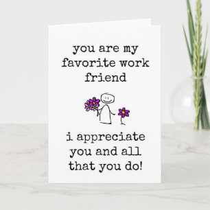 Favorite Work Friend, Coworker Appreciation Card