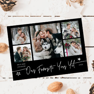 Favorite Year Holiday Newlywed Photo Black Card