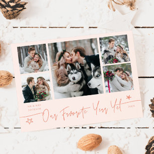 Favorite Year Holiday Newlywed Photo Peach Card