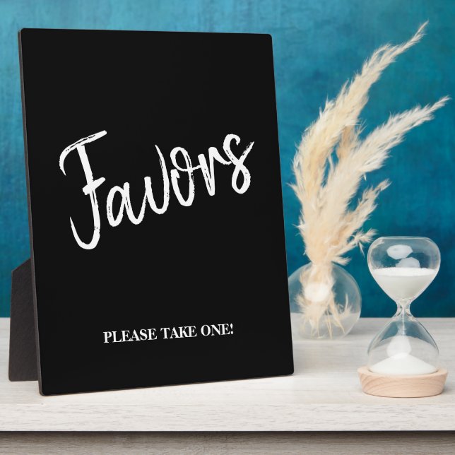 Favors Black wedding sign tabletop Plaque (Side)