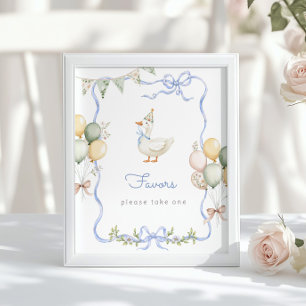 Favors Blue One Silly goose Birthday party Poster