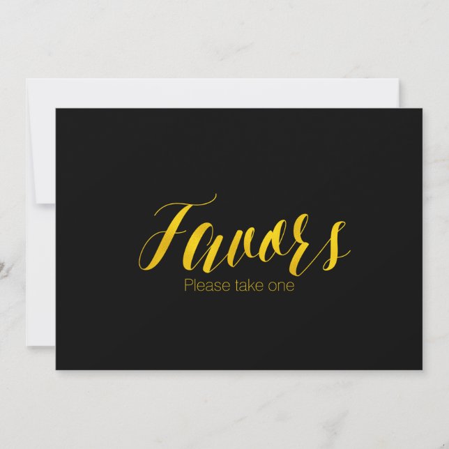 "Favors" Faux Gold Foil Chic Wedding Sign Invitation (Front)