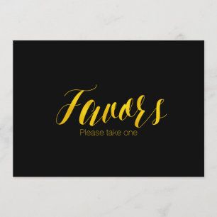 "Favors" Faux Gold Foil Chic Wedding Sign Invitation
