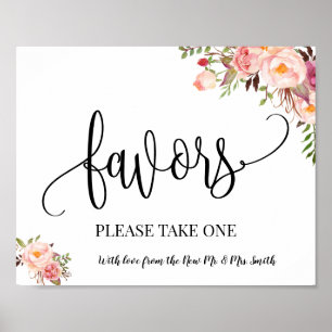 Favors party sign wedding reception boho chic pink
