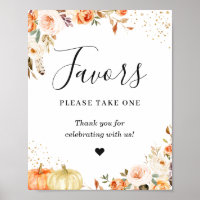 Favors Please Take One Gold Glitters Autumn Floral