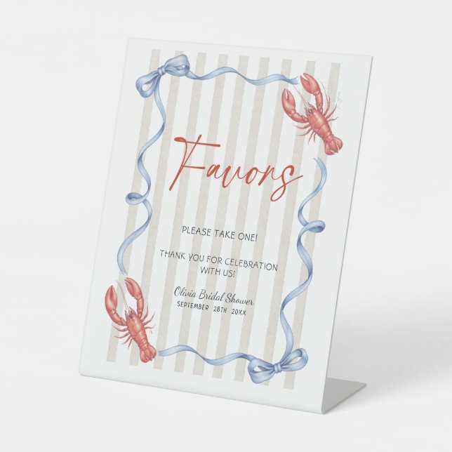 Favors She’s a Catch Coastal Bridal Shower Pedestal Sign (Front)