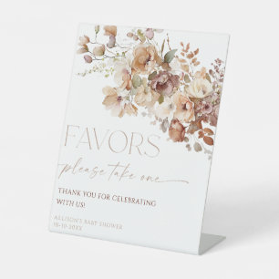 Favors sign boho fall brown rustic floral