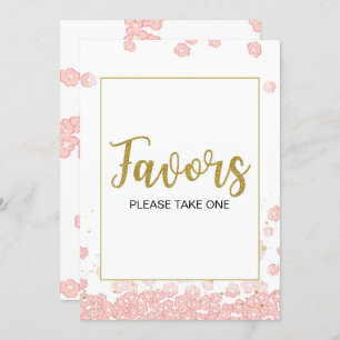 Favors Sign Pink and Gold Bridal Shower Invitation