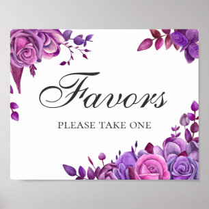 Favors take one. Pink and purple wedding flowers Poster