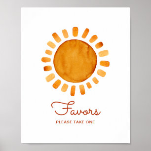 Favors Watercolor Boho Sunshine Baby Shower Poster