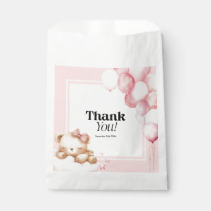 Favour Bags Baby Shower Pink Bear and Balloons