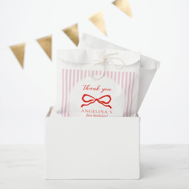 Favour Bags Elegant red birthday bow. (Party)