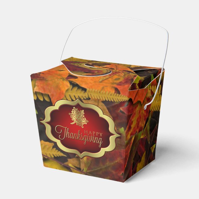 Favour Box - Autumn Leaves Happy Thanksgiving (Front Side)