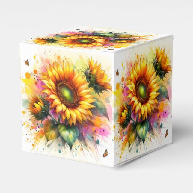 Favour Box - Beautiful  Yellow Sunflowers (Front Side)