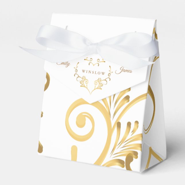 Favour Box-Fancy Gold Heart Box (Front Side)