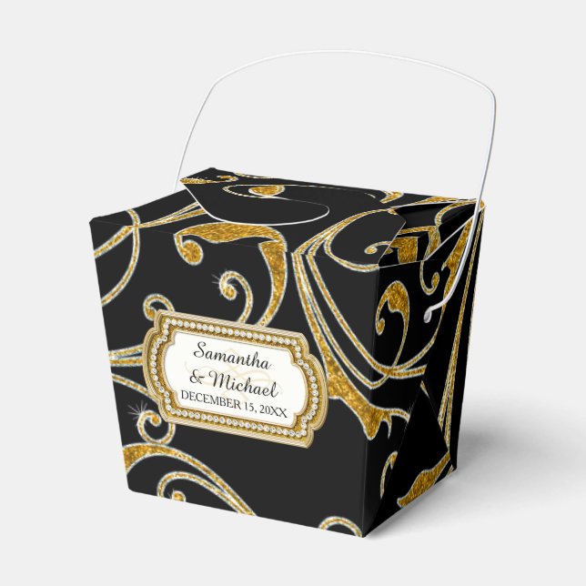 Favour Box Glam Old Hollywood Regency Black Tie (Front Side)