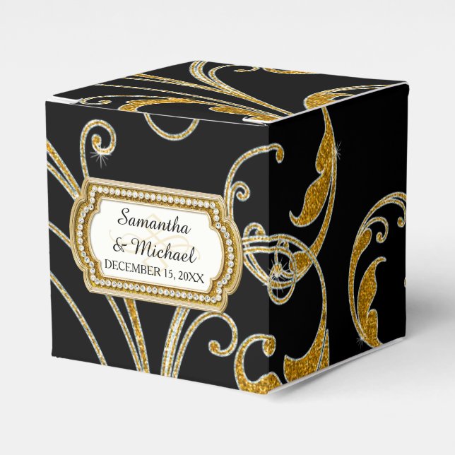 Favour Box Glam Old Hollywood Regency Black Tie (Front Side)