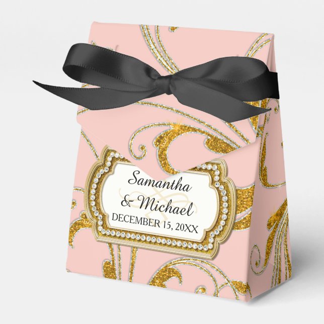 Favour Box Glam Old Hollywood Regency Black Tie (Front Side)