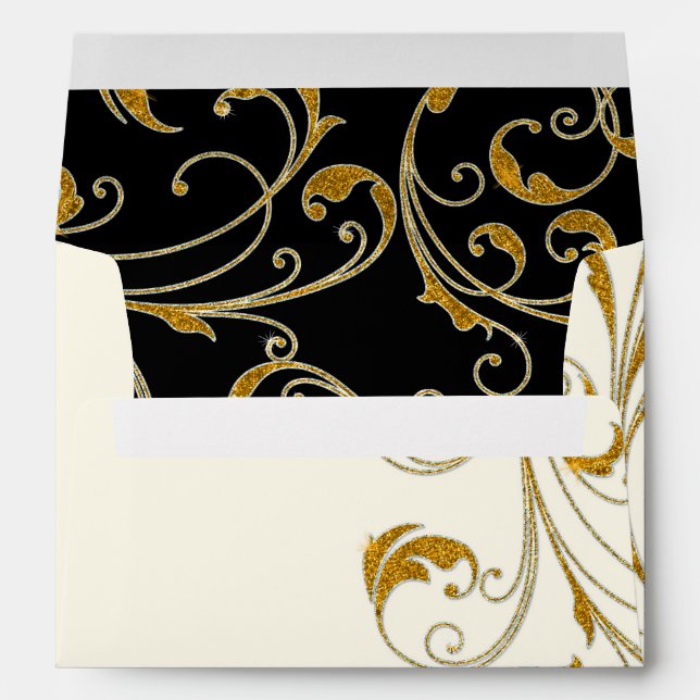 Favour Box Glam Old Hollywood Regency Black Tie Envelope (Back (Bottom))