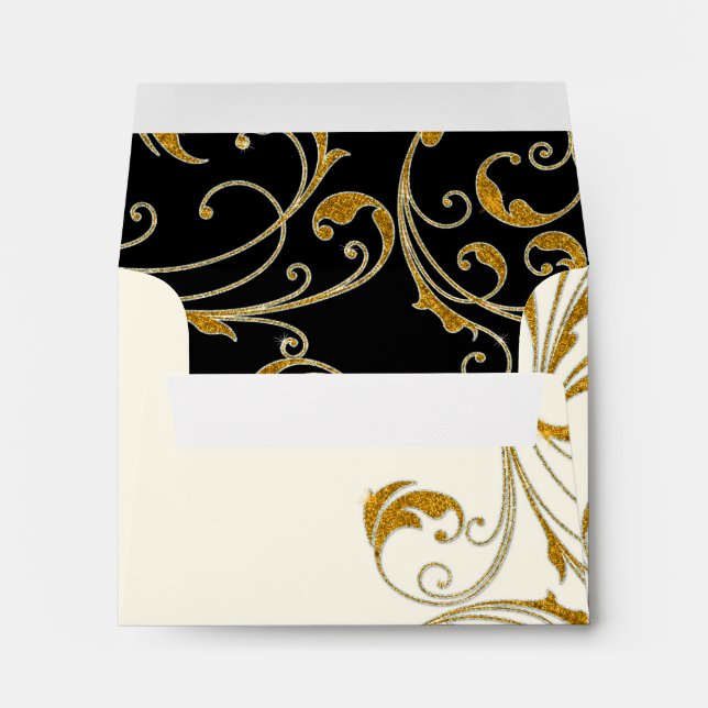Favour Box Glam Old Hollywood Regency Black Tie Envelope (Back (Bottom))