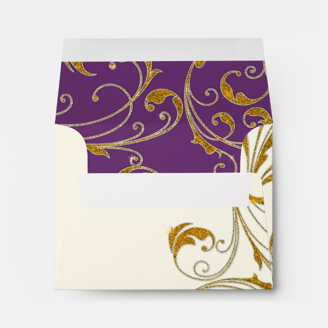 Favour Box Glam Old Hollywood Regency Black Tie Envelope (Back (Bottom))