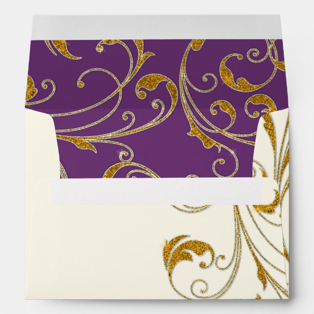 Favour Box Glam Old Hollywood Regency Black Tie Envelope (Back (Bottom))