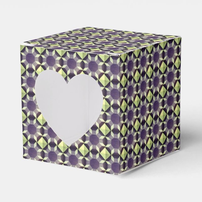 Favour Box - Quilt Pattern Green and Blue (Front Side)