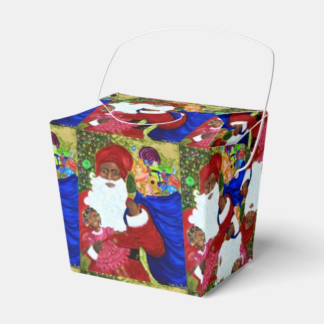 Favour Boxes - Take-Out - Black Santa Gifts - Xmas (Front Side)
