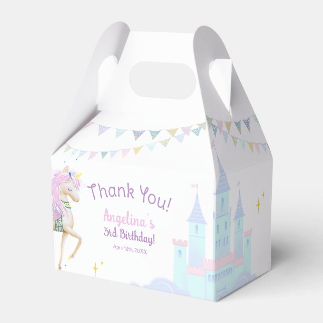 Favour Boxes Unicorn Birthday. (Front Side)