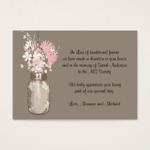 Favour Donation Card Mason Jar Wildflowers