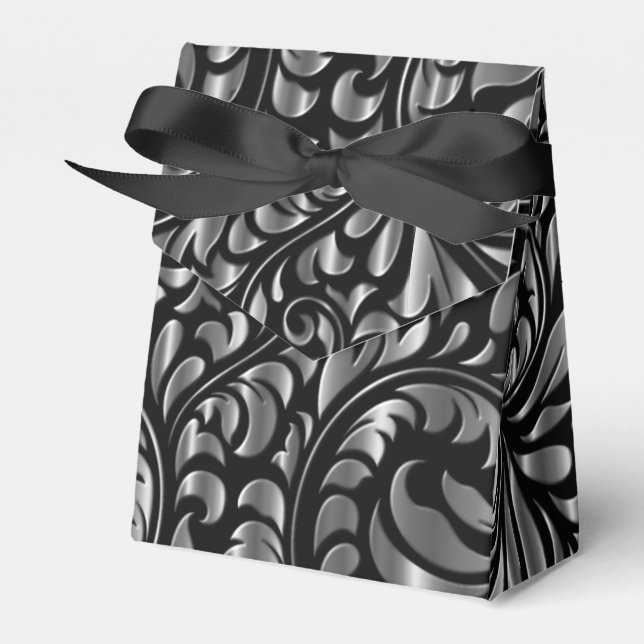 Favour/Gift Boxes - Drama in Black and Silver (Front Side)