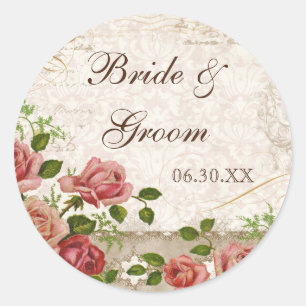 Favour Gift Stickers or Seals, Trellis Rose Vintag