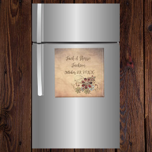 Favour Magnet Wedding With Name & Date Floral