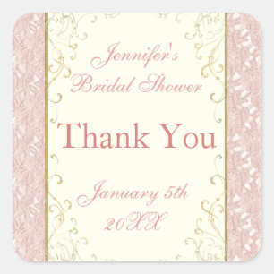 Favour or Invitation Seals Pink Lace, Ivory Bridal