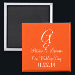 Favour Orange Red High End Matching Colour Magnet<br><div class="desc">Wedding Favour Monogram Magnets Featuring Bride's Name,  Groom's Name and Wedding Date Designer Solid Colour Style Option -  custom and custom Designer Design Option - Orange Red High End Matching Colour Colour Shade custom magnets are just right for giving out as mementos and wedding favours.</div>