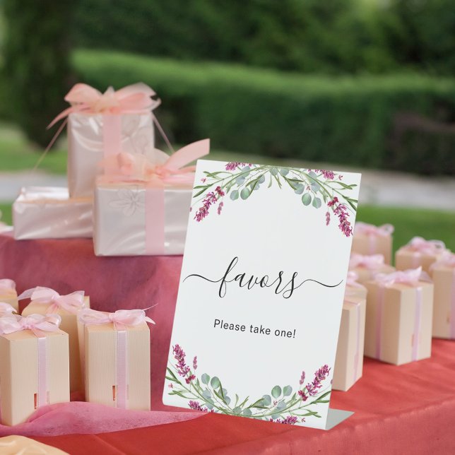 Favour party lavender pink floral greenery pedestal sign (Creator Uploaded)