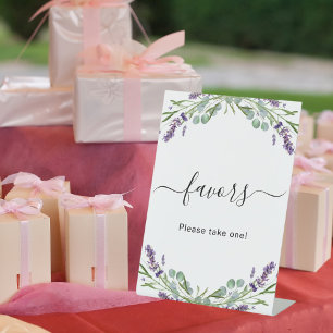 Favour party lavender violet floral eucalyptus pedestal sign
