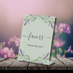 Favour party lavender violet floral eucalyptus sag pedestal sign