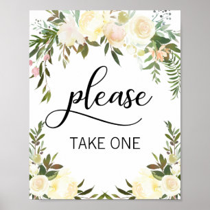 Favour PLEASE TAKE ONE Watercolor Floral Pink Sign