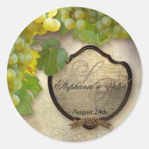 Favour Seals Chardonnay Wine Grapes Rustic Wedding