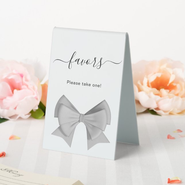 Favour sign blue bow white (In SItu (Wedding))
