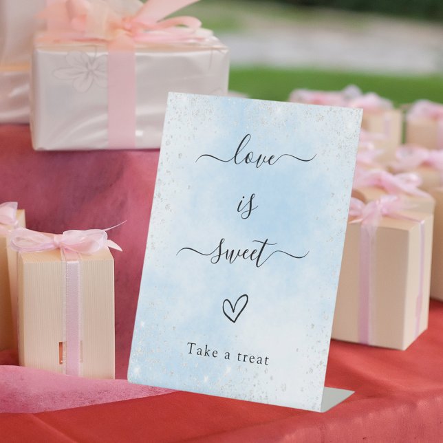 Favour sign blue silver love is sweet wedding (Creator Uploaded)