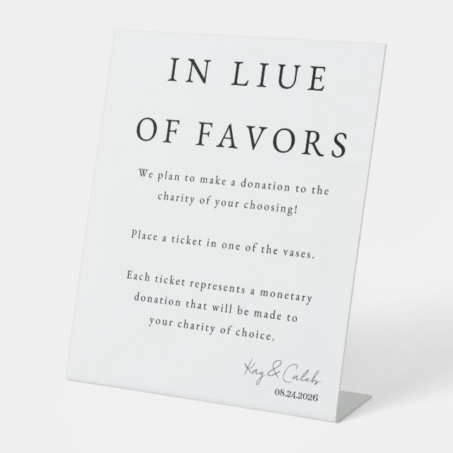 Favour Sign for Wedding (Front)