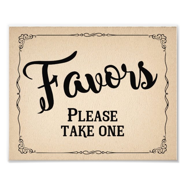 favour sign for wedding or party (Front)