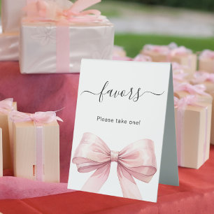 Favour sign pink bow white