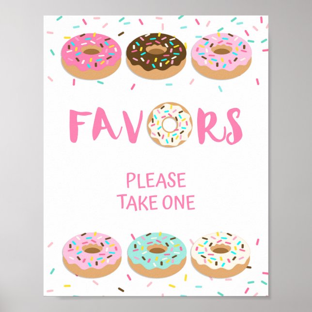 Favour Sign - Pink Doughnut Sprinkle Shower Sign (Front)