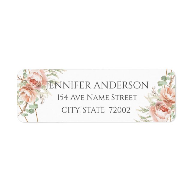 Favour Sticker Wedding Blush Roses (Front)